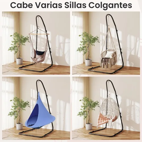 Vista 6 de Giantex - Soporte para silla de hamaca ajustable de acero macizo para sillas y columpios, altura ajustable de 78.0 in a 8.5 in