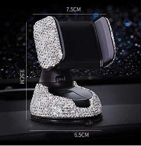 Vista 2 de Ergonflow Soporte de teléfono para automóvil con diamantes de imitación de lujo, compatible con ventilación de aire o tablero, compatible con iPhone