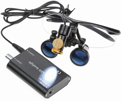 Vista 4 de Global 3.5X lupas de vidrio+5W lámpara de cabeza tipo clip en + caja de aluminio (negro)