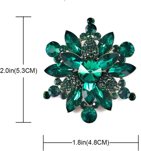Vista 3 de YOQUCOL Broche con forma de flor de diamantes de imitación de cristal austriaco vintage para mujer