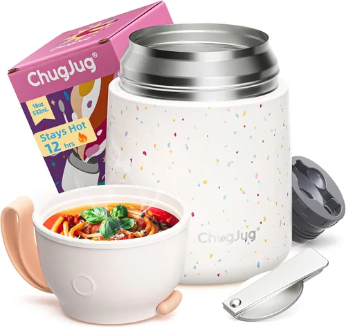 Vista 17 de Termo de sopa de 15 onzas para comida caliente para niños, tarro de comida aislado con cuchara, recipiente térmico para almuerzo, boca ancha vacío