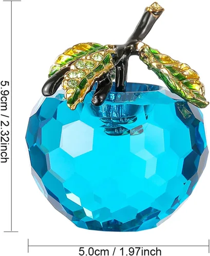 Vista 2 de Figura de manzana de cristal de Vie jeune, pisapapeles de estatua hecha a mano, adorno para decoración del hogar, artesanías de cristal