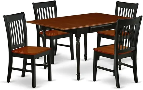 Vista 7 de East West Furniture MZNO3-BCH-W Juego de mesa de comedor de 3 piezas para espacios pequeños contiene una mesa de comedor rectangular con gotas y 2