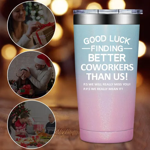 Vista 3 de Grifarny Regalos de despedida para mujeres – Vaso de despedida para compañeros de trabajo – Vaso de buena suerte para encontrar mejores compañeros