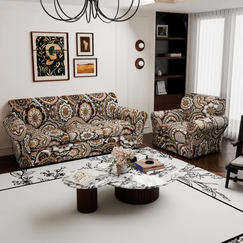 Vista 9 de Fundas elásticas para silla, fundas elásticas para sillón de 2 piezas, fundas de sofá lavables con diseño floral para sillón, protector de muebles