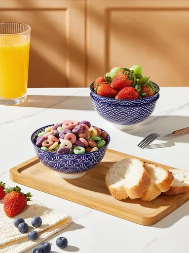 Vista 5 de Metahom Tazones Azules y Blancos, Tazones de Cerámica para Postre de 10 Oz, Juego de Tazones de Porcelana para Helado, Tazones Decorativos