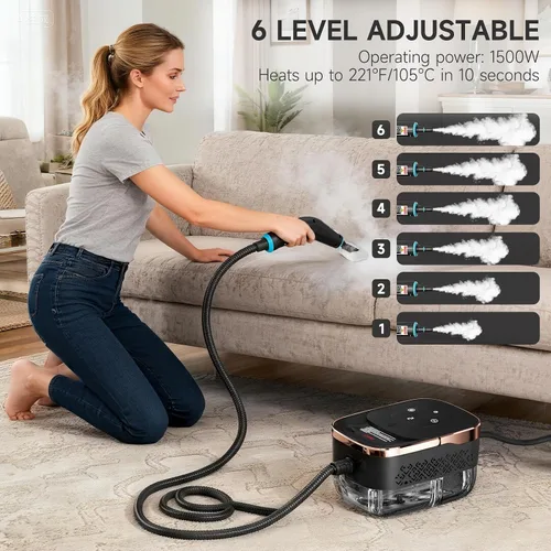 Vista 4 de Limpiador de vapor para el hogar, potente vaporizador para limpieza, presión de 4 bar y calor instantáneo de 15 segundos, vaporizador de limpieza