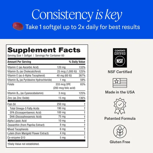 Vista 6 de eyepromise restaurar Suplemento – Complete macular Salud Fórmula con Zeaxanthin & Lutein para ocular Nutrición Omega 3 Supplement for Aging Eyes