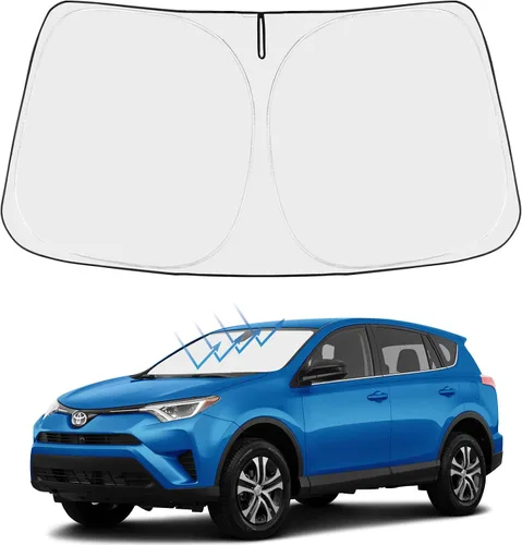 Vista 204 de Proadsy Parasol para parabrisas Rivian R1S 2022-2025 2026 de 4 capas plegable, protector de parasol frontal que bloquea los rayos UV, mantiene