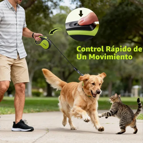 Vista 4 de Pecute - Correa retráctil para perro con cable a prueba de mordiscos - 18,2 pies de correa retráctil resistente para mascotas con dispensador