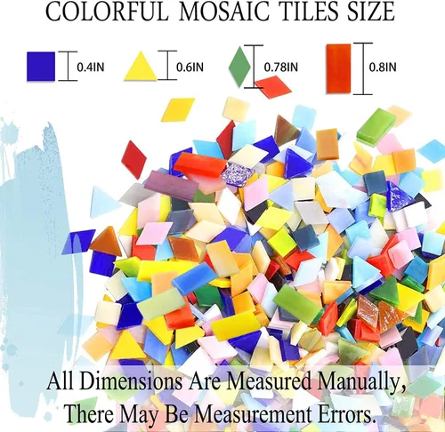 Vista 2 de 1100 Piezas de Azulejos de Mosaico, Azulejos de Mosaico de Vidrio para Manualidades al Por Mayor, Piezas de Vidrio de Mosaico Teñido, Suministros