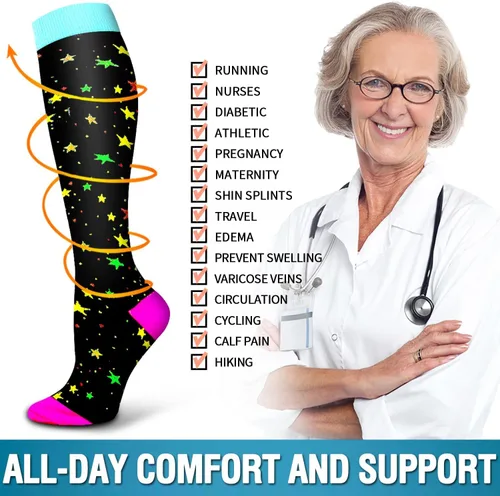 Vista 99 de 6 Pack Copper Compression Socks for Women and Men Circulation-Best Support for Medical, Running,Nursing,Athletic