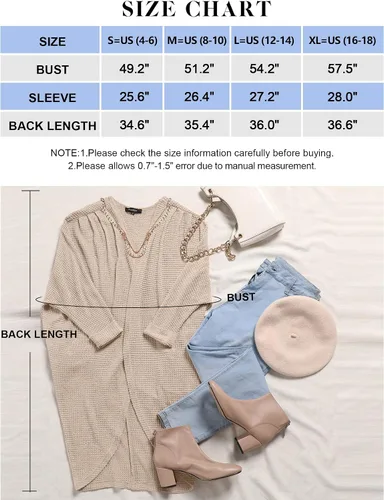 Vista 4 de ZESICA Women's 2024 Fall Casual Waffle Knit Solid Color Long Batwing Sleeve Oversized Open Front Sweater Cardigan Coat