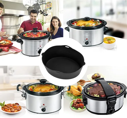 Vista 7 de Forros de Silicona Compatibles con Ollas de Cocción Lenta/Slow Cookers de 7 a 8 Cuartos, Inserto Divisor de Olla de Cocción Lenta Compatible