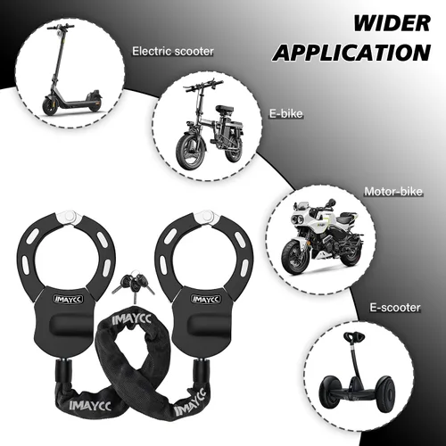 Vista 6 de IMAYCC Cerradura de la vespa, cerradura de cadena resistente de la bici Negro