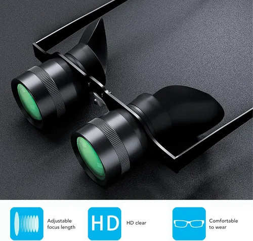 Vista 2 de Gafas binoculares manos libres para pesca, observación de aves, gafas de ópera con zoom 10X con lente polarizada, distancia de enfoque ajustable
