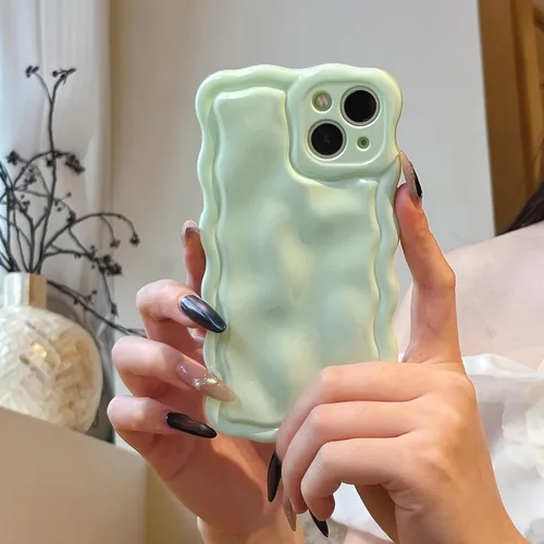 Vista 52 de FABSPARK Funda para iPhone 11, Patrón de Burbujas de Meteorito 3D Electrochapado Galvanizado con Brillos Marco Ondulado Rizado Funda Brillante, TPU