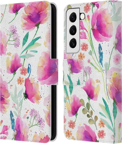 Vista 168 de Head Case Designs Officially Licensed Ninola Abstract Poppies Lilac Floral Leather Wallet Case Compatible with Samsung Galaxy A07 4G