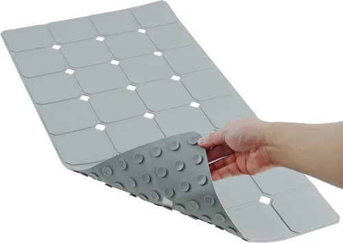 Vista 7 de Tapete de bañera antideslizante de silicona plegable de 15 x 28 pulgadas con ventosas fuertes y grandes agujeros de drenaje, duradero y ecológico