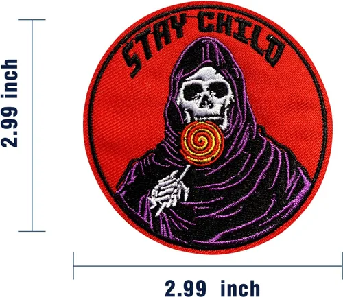 Vista 3 de Parche bordado para planchar, calavera de motocicleta para niños, aplicable a insignias, parche para coser emblema, accesorios de bricolaje