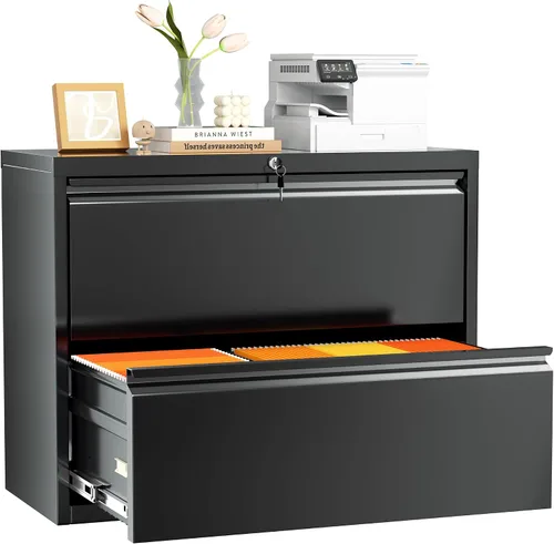Vista 24 de INTERGREAT - Archivador de 3 cajones, gabinetes de archivo de metal con cerradura, gabinete móvil de oficina con ruedas para tamaño legal/carta