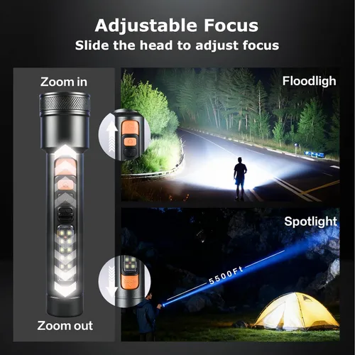 Vista 4 de VAVOFO Linterna LED recargable, gris y naranja