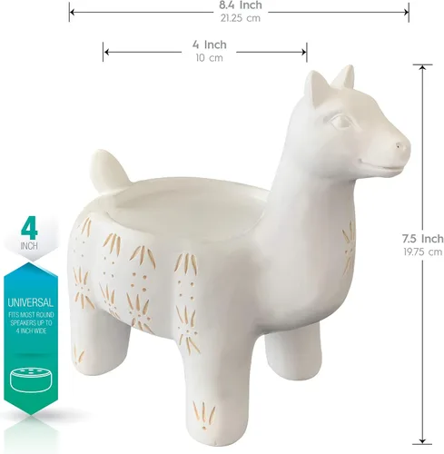 Vista 3 de Dekodots - Soporte de mesa para altavoz inteligente (Llama) – Soporte decorativo para Amazon Echo Dot o Google Home Mini – Diseño portátil, sin