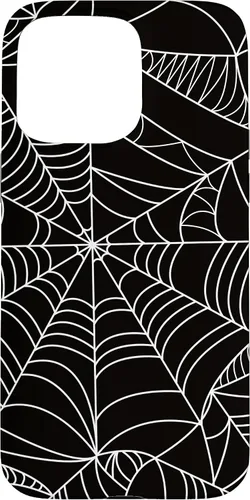 Vista 27 de iPhone 12/12 Pro blanco y negro araña web Único estuche de Halloween de Artsy moderno
