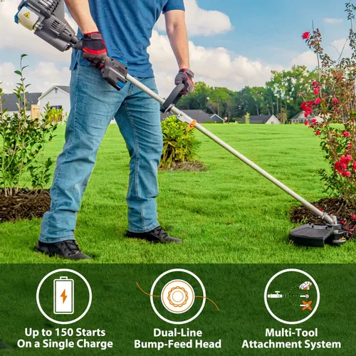 Vista 6 de LawnMaster NPTGSP2517A - Cortadora de césped a gas sin tirones con arranque eléctrico de 25 cc, 2 ciclos de 17 pulgadas