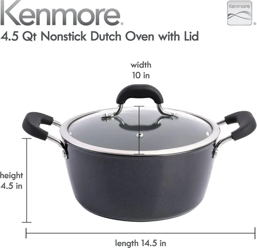 Vista 4 de Kenmore Arlington - Horno holandés de aluminio de 4,5 cuartos de galón con tapa y diamante negro