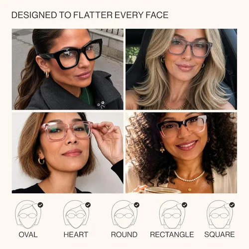 Vista 5 de CCVOO - Lentes de lectura Oprah, con filtro de luz azul, lentes para computadora, para mujer, paquete de 6