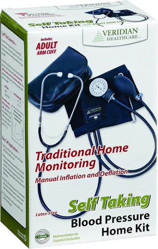 Vista 2 de Veridian Healthcare Veridian Kit de presión arterial para el hogar con estetoscopio adjunto, sin látex, para adultos, 1 libra, 1 unidad