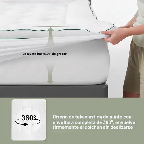Vista 5 de Novilla Cubrecolchón Twin, Pillow Top suave para cama de dormitorio, funda de colchón acolchada transpirable con bolsillo profundo, relleno