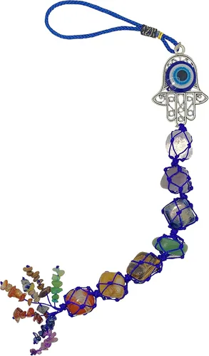 Vista 11 de LUCKBOOSTIUM Llavero de elefante y 7 chakras colgantes con borlas y piedras preciosas contra el mal de ojo – Llavero contra el mal de ojo