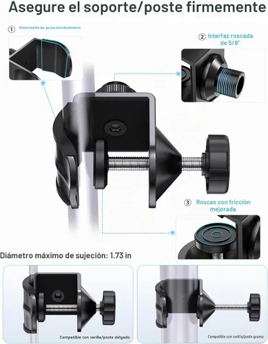 Vista 3 de Soporte de micrófono de cuello de cisne de 19 pulgadas, soporte