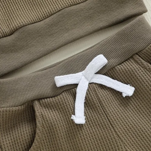 Vista 14 de Kuriozud Conjunto de 2 piezas de sudadera con cuello redondo y pantalones deportivos para niños pequeños para otoño e invierno