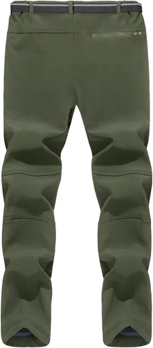 Vista 3 de TACVASEN pantalones de senderismo para hombre con forro polar reforzados en las rodillas ligeros para esquí y snowboard sin cinturón