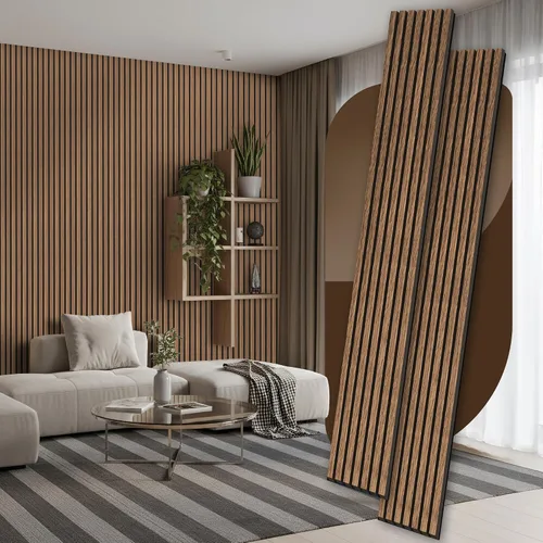 Vista 14 de RITOLLO Paneles de madera para pared de 4.92 x 7.68 pulgadas, paneles acústicos para decoración de pared interior, panel de absorción de sonido