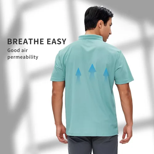 Vista 2 de Camisas tipo polo para hombre, de secado rápido, estilo raglán