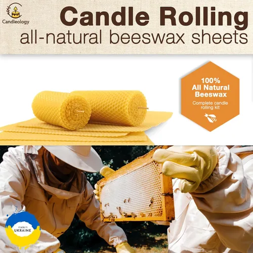 Vista 10 de Kit de fabricación de velas de cera de abejas para principiantes, con 7 hojas de cera de abeja y múltiples decoraciones para hacer velas