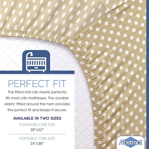 Vista 3 de Sábana ajustable de algodón tejido en jersey para cuna o cama para niño o niña, de Abstract, Polka Dot Beige