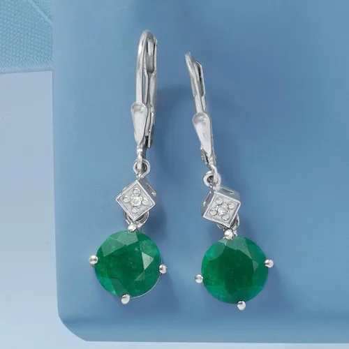 Vista 3 de Ross-Simons Precious Gemstone Drop Earrings with Diamond Accents in Sterling Silver