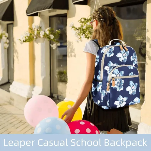 Vista 8 de Mochila para portátil Leaper para mujeres linda mochila floral para niñas para escuela, universidad, viajes, trabajo - mochila ligera para niños