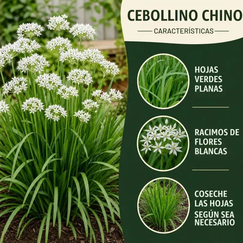Vista 3 de Semillas de cebollino de ajo - 500 semillas para plantar - Hierba perenne para jardín y cocina