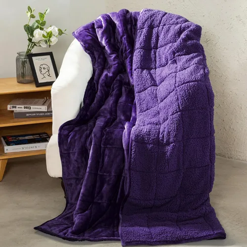 Vista 22 de Aemicion Manta con peso para niños de 7 libras, tamaño individual de 41 x 60 pulgadas, cómoda, suave y esponjosa Sherpa, manta pesada para niños