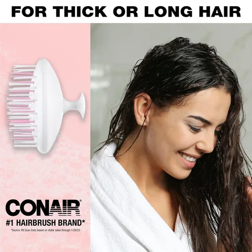 Vista 4 de Conair Cepillo para desenredar y tratar el cuero cabelludo para cabello largo y grueso