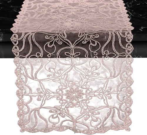 Vista 12 de Elegant Comfort Camino de mesa bordado Ingrid – Bufanda de tocador para el hogar comedor – Decoración de mesa de encaje como decoración de mesa