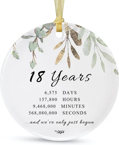 Vista 7 de Adorno de Navidad de aniversario de 10 años 2026, décimo para parejas, adorno de cerámica de diez años casados para decorar bodas en el hogar