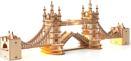 Vista 12 de ROBOTIME Rompecabezas 3D para adultos, kits de manualidades de madera para adolescentes, kit de modelo de construcción con luz LED para construir