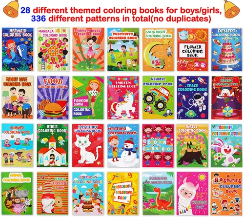 Vista 3 de 28 libros pequeños para colorear para niños a granel: mini calcetines navideños rellenos de bolsas de regalos para Navidad, regreso a la escuela